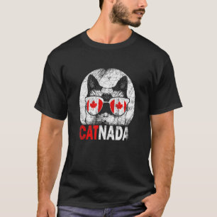 Camiseta Catnada Óculos de Sol de Gato Canadense Bandeira d