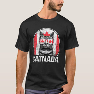 Camiseta Catnada Óculos de Sol de Gato Canadense Bandeira d