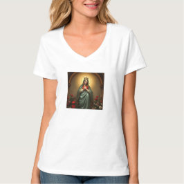 Camiseta Católica Feminina Decote em V Rainha do C