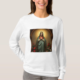 Camiseta Católica Feminina Manga Longa Rainha do C