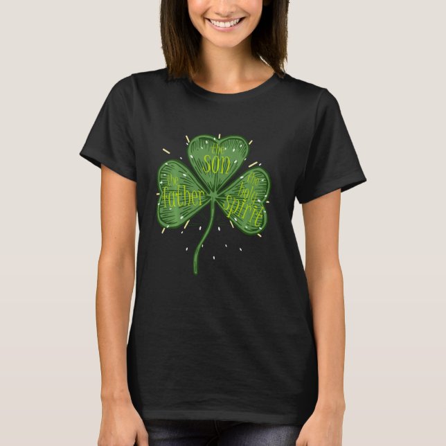 Camiseta Católica Religiosa Irlandesa Shamrock Rua Cristã (Frente)