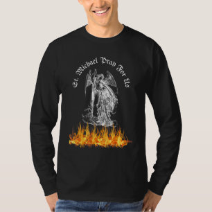 Camiseta Católico São Miguel Reze Por Nós Lançando Satanás