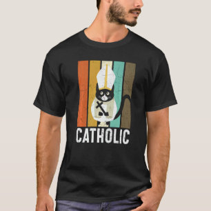 Camiseta Católico vintage viciado em gatos Gato cristão