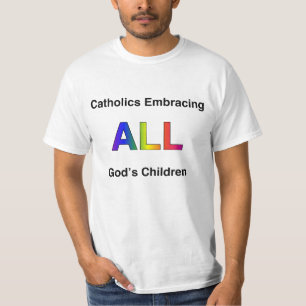 Camiseta Católicos que abraçam as crianças de todo o deu