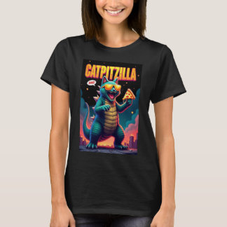 Camiseta Catpizilla Pizza Divertida Gato Monstro Fofo