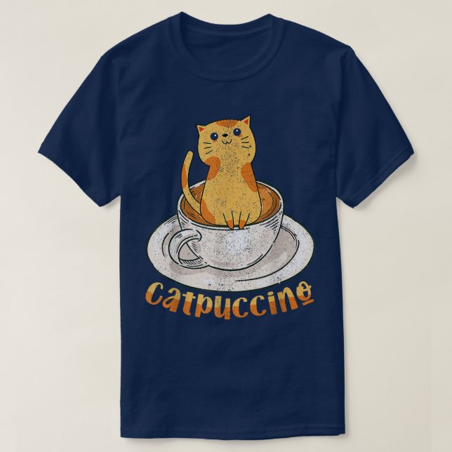 Camiseta Catpuccino Engraçado Gato  (Frente do Design)