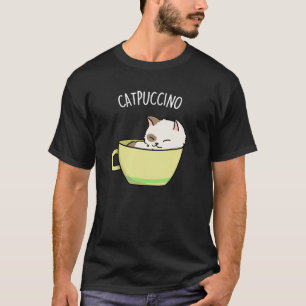 Camiseta Catpuccino Gato Gatinho Engraçado Na Taça Pun Dark