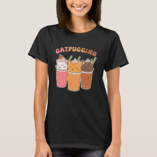 Camiseta Catpuccino Mulheres Fofas Amantes de Gatos Café