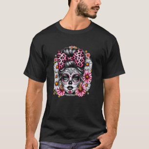 CAMISETA CATRINA DIA FLOR DE CRÂNIO DE AÇÚCAR LOS MUERTOS H
