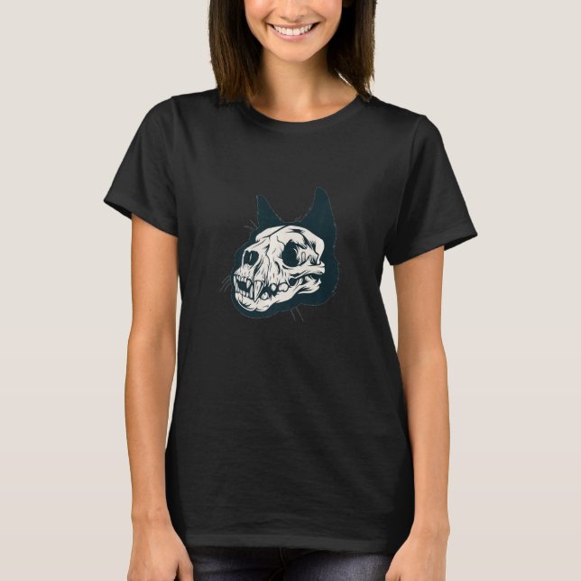 Camiseta Cats Anatomy from the Head Cats Skull Horror (Frente)