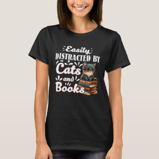 Camiseta Cats and Books Bookworm Cat  Reading fans Catfans 