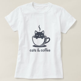 Camiseta Cats and Coffee Noir Feline Coffee Cup