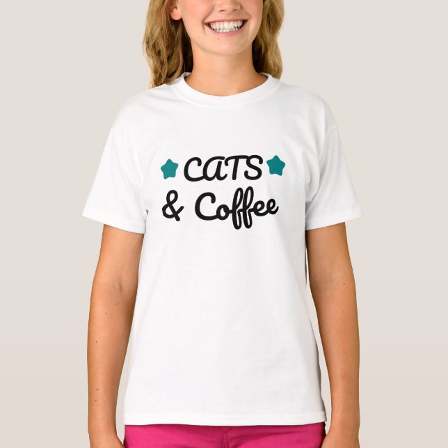 Camiseta Cats and Coffee, Perfect Gift for Cat & Coffee Lo (Frente)