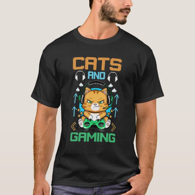Camiseta Cats And Gaming Color Cute Kitten (Frente)