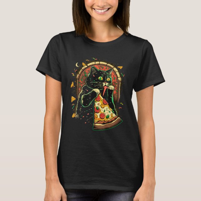 Camiseta Cats And Pizza Funny Design Cat Lovers Pizza Lover (Frente)