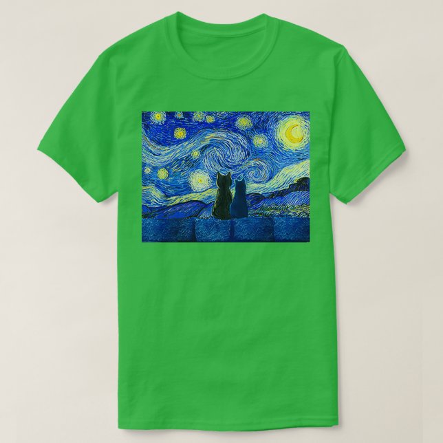 Camiseta Cats and Starry Night  (Frente do Design)
