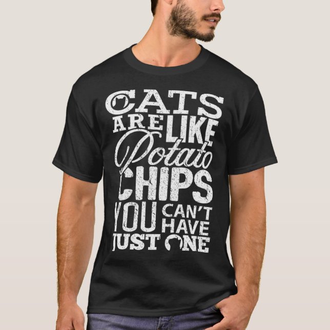 Camiseta Cats are like potato chips Cute Cat Women Girls (Frente)