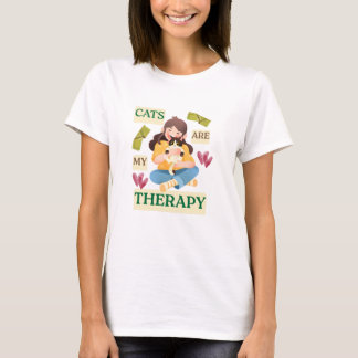 Camiseta Cats Are My Therapy – Cute Cat Lover Design