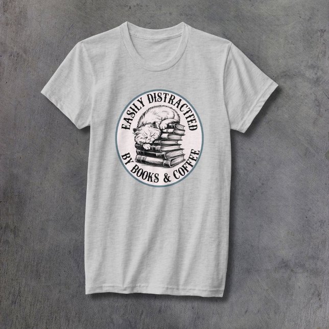 Camiseta Cats, Books, & Coffee Women's Fitted (Criador carregado)