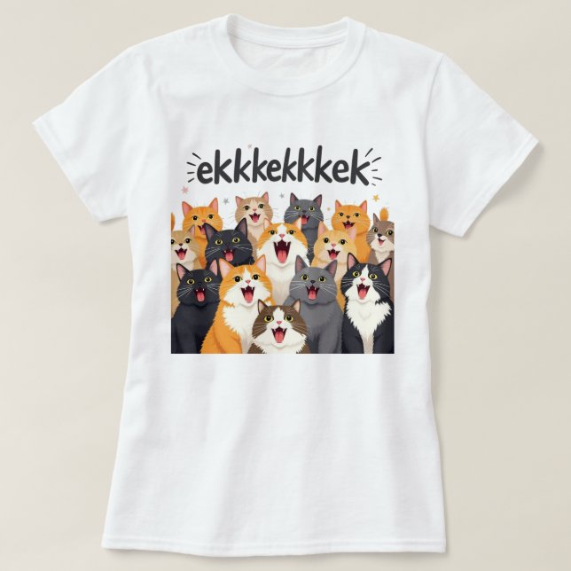 Camiseta Cats chattering, chirping, ekekek (Frente do Design)