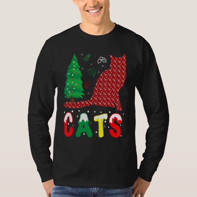 Camiseta Cats Christmas Pajama Family Xmas (Frente)