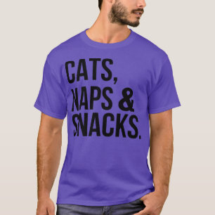 Camiseta Cats Engraçados Naps e Snacks Proprietário de Gato
