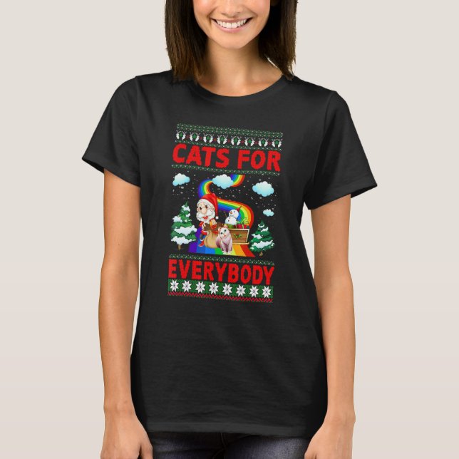 Camiseta Cats For Everyboday Christmas Pajama Ugly Cats (Frente)