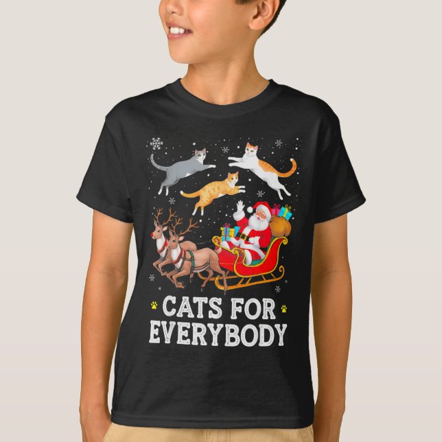Camiseta Cats For Everybody Christmas Cat Funny Xmas Women  (Frente)