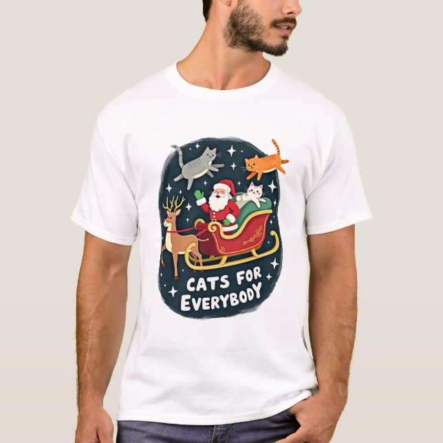 Camiseta Cats For Everybody Christmas Cat Funny Xmas Women  (Frente)
