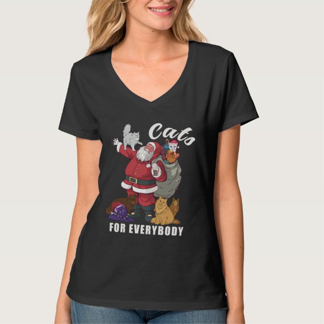 Camiseta Cats For Everybody Christmas Cat  Santa (Frente)