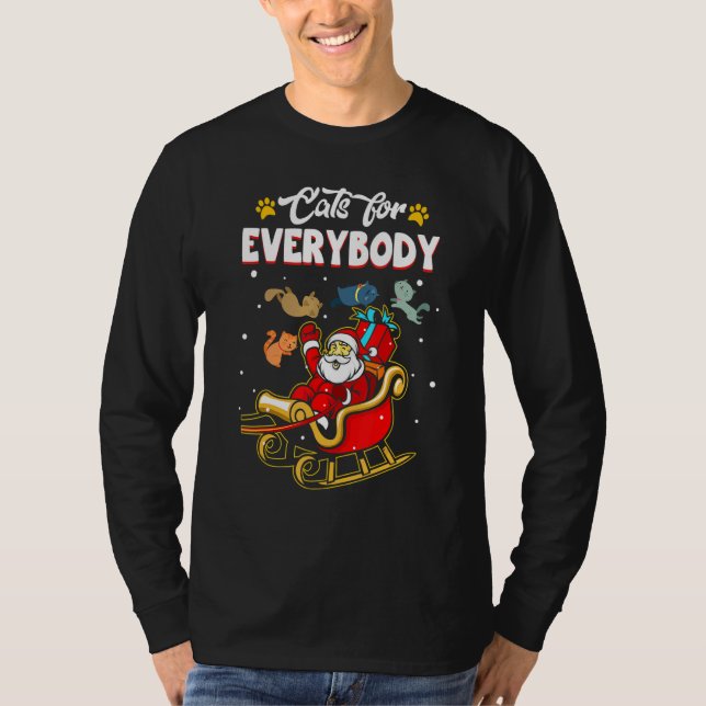 Camiseta Cats For Everybody Christmas Ugly Sweater Matching (Frente)