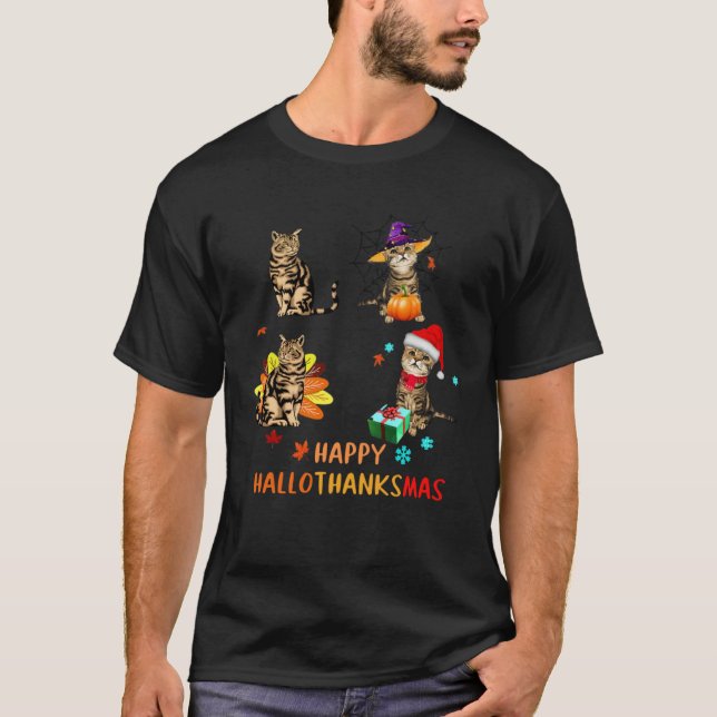 Camiseta Cat's Happy Hallothanksmas (Frente)