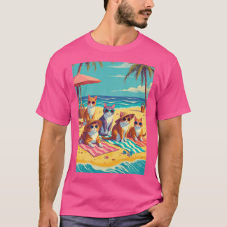 Camiseta Cats Lounging on the Beach friends