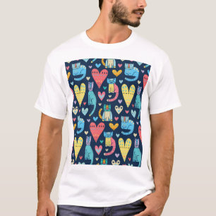 Camiseta Cats Love: Colorir Vintage Invisível