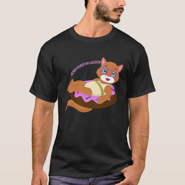 Camiseta cats love to swim summer (Frente)