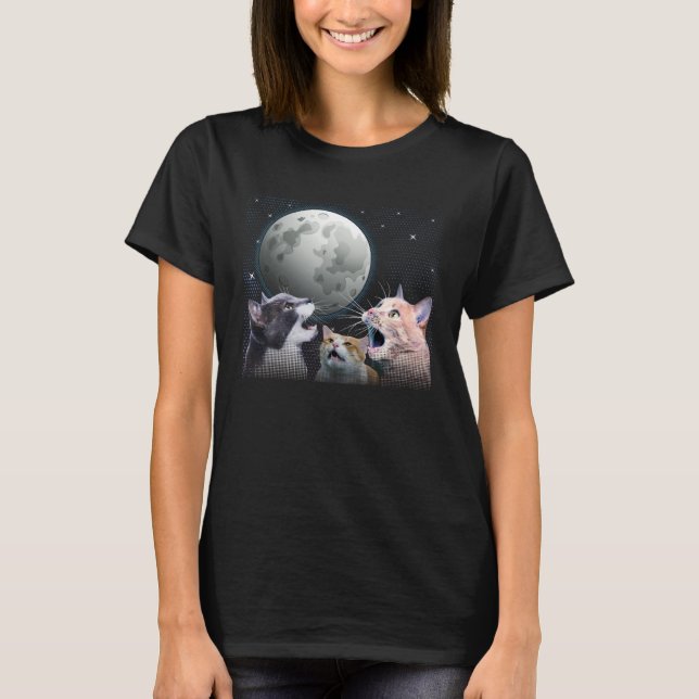 Camiseta Cats Meowling At Moon Cat   Space Kitten Joke (Frente)