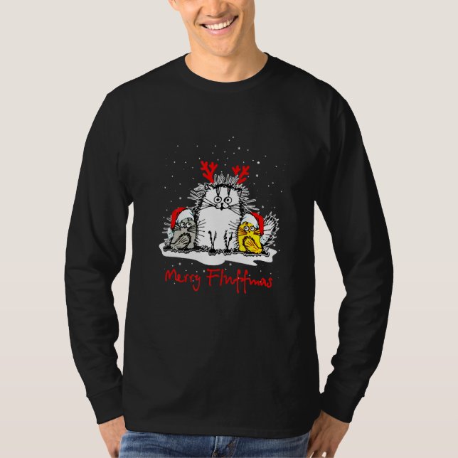 Camiseta Cats Merry Fluffmas Christmas Cat Santa Cat (Frente)