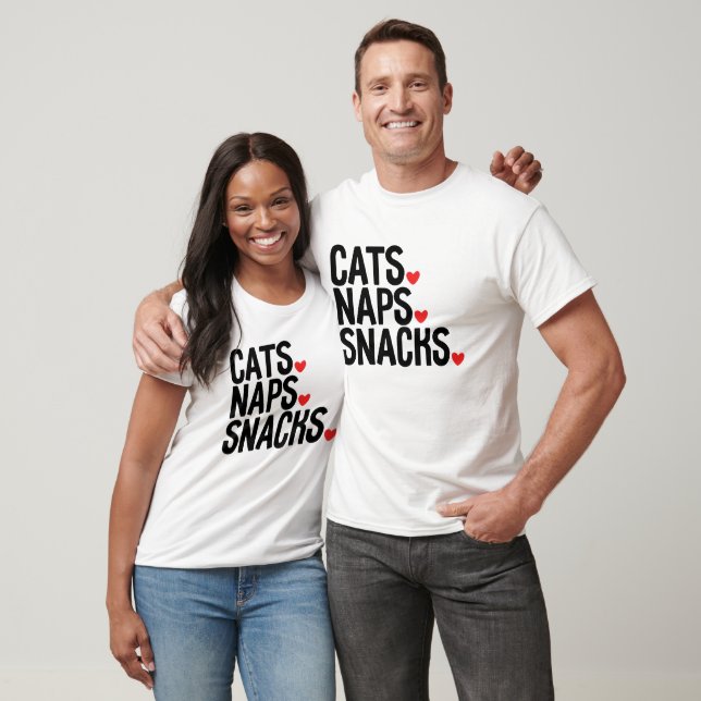 Camiseta Cats Naps Snacks - Amantes de gatos (Unissex)