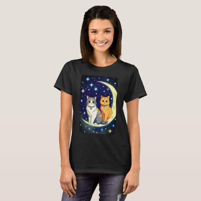 CAMISETA CATS ON THE MOON (Frente Completa)