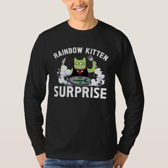Camiseta Cats Rainbow Kitten Surprise Cute Eat Retro Animal (Frente)