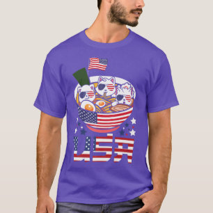 Camiseta Cats Ramen Anime American Flag USA 4 de julho shi