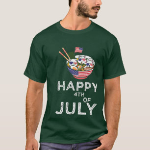 Camiseta Cats Ramen Anime American Flag USA Funny 4th Da Ju