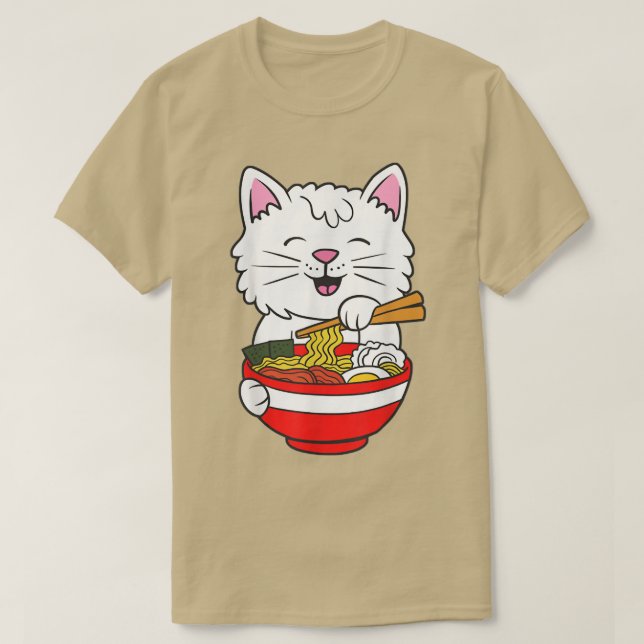 Camiseta Cats Ramen Anime Kawaii Neko (Frente do Design)