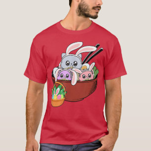Camiseta Cats Ramen Bunny Ear Egg Kawaii Comida Amor Japonê