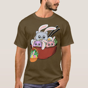 Camiseta Cats Ramen Bunny Ear Egg Kawaii Comida Amor Japonê