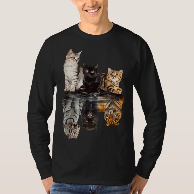 Camiseta Cats Reflection Mirror Tiger Mom Mother Day Love (Frente)