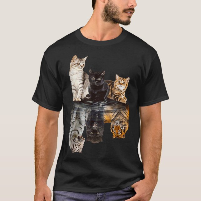 Camiseta Cats Reflection Mirror Tiger Mom Mother Day Love (Frente)