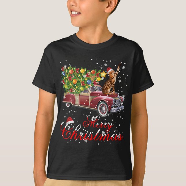 Camiseta Cats Rides Red Truck Natal Pajama (Frente)