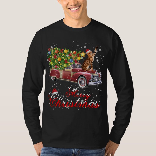 Camiseta Cats Rides Red Truck Natal Pajama (Frente)