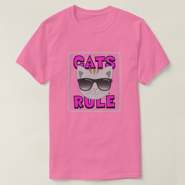 Camiseta CATS RULE PINK Cute Cat Lover tshirt (Frente do Design)